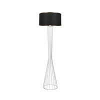 GloboStar® NOVA 201-0038 Μοντέρνο Επιδαπέδιο Φωτιστικό 1 x E27 IP20 Λευκό Μεταλλό με Μαύρο Ύφασμα - Μ38 x Π38 x Υ155cm