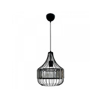 GloboStar® LUMAON 201-0081 Vintage Κρεμαστό Φωτιστικό Πλέγμα Μονόφωτο 1 x E27 IP20 Μαύρο Μέταλλο με Διάφανο Κρύσταλλο - Μ28 x Π28 x Υ80cm