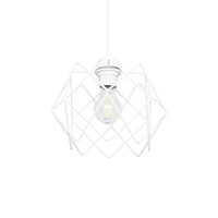 GloboStar® VORTEX 203-0001 Mοντέρνο Κρεμαστό Φωτιστικό Πλέγμα Μονόφωτο 1 x E27 IP20 Λευκό Μέταλλο - Μ23.5 x Π23.5 x Υ20cm