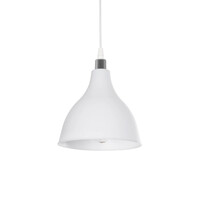 GloboStar® RADE 203-0126 Μοντέρνο Κρεμαστό Φωτιστικό Καμπάνα Μονόφωτο 1 x E27 IP20 Λευκό με Ασημί Πλαστικό - Μ17.5 x Π17.5 x Υ56cm