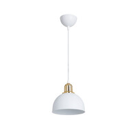 GloboStar® ΗUT 203-0147 Μοντέρνο Κρεμαστό Φωτιστικό Καμπάνα Μονόφωτο 1 x E27 IP20 Λευκό με Χρυσό Πλαστικό - Μ17.5 x Π17.5 x Υ80cm