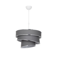 GloboStar® SIERA 203-0167 Μοντέρνο Κρεμαστό Φωτιστικό Καπέλο Μονόφωτο 1 x E27 IP20 Γκρι Ύφασμα - Μ38 x Π38 x Υ95cm