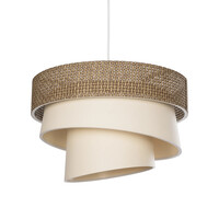 GloboStar® SIERA 203-0169 Μοντέρνο Κρεμαστό Φωτιστικό Καπέλο Μονόφωτο 1 x E27 IP20 Καφέ & Μπεζ Ύφασμα - Μ38 x Π38 x Υ95cm