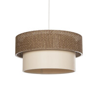 GloboStar® LIVI 203-0175 Μοντέρνο Κρεμαστό Φωτιστικό Καπέλο Μονόφωτο 1 x E27 IP20 Καφέ & Λευκό Ύφασμα - Μ38 x Π38 x Υ95cm