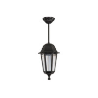 GloboStar® VITRO 203-0189 Vintage Κρεμαστό Φωτιστικό Φαναράκι Μονόφωτο 1 x E27 IP44 Μαύρο Πλαστικό Σώμα - Μ16 x Π16 x Υ48cm