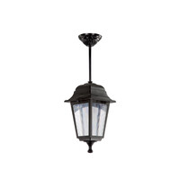 GloboStar® SOLME 203-0209 Vintage Κρεμαστό Φωτιστικό Φαναράκι Μονόφωτο 1 x E27 IP44 Μαύρο Πλαστικό Σώμα - Μ15 x Π15 x Υ50cm
