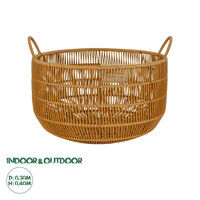 GloboStar® Artificial Garden COCOA 21495 Διακοσμητικό Πλεκτό Καλάθι - Κασπώ Γλάστρα - Flower Pot Μπεζ Φ30cm x Υ40cm