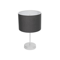 GloboStar® WIZ 203-0179 Μοντέρνο Επιτραπέζιο Φωτιστικό Πορτατίφ Μονόφωτο 1 x E27 IP20 Ασημί Μέταλλο με Γκρι Ύφασμα - Μ22 x Π22 x Υ36.5cm