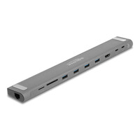 DELOCK docking station 87895, 9 θυρών, βάση laptop, 85W PD, 4K, γκρι