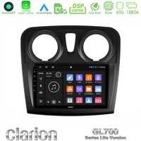 Clarion Gl700 Lite Series 8core Android11 6+128gb Dacia Dokker Navigation Multimedia Tablet 9" με Carplay & Android Auto u-G76l-Dc1132