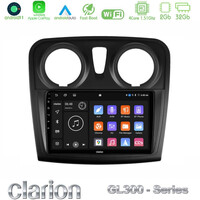 Clarion Gl300 Series 4core Android11 2+32gb Dacia Dokker Navigation Multimedia Tablet 9" με Carplay & Android Auto u-gl3-Dc1132