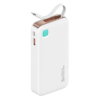 USAMS power bank CD225 με καλώδιο Lightning, 2x θύρες εξόδου, 10000mAh, 20W, λευκό