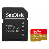 Sandisk Extreme microSDXC 64GB Class 10 U3 V30 A2 UHS-I με αντάπτορα (SDSQXAH-064G-GN6MA) (SANSDSQXAH-064G-GN6MA)