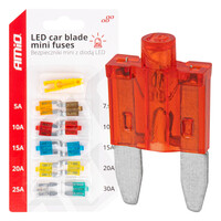 04340/AM ΑΣΦΑΛΕΙΕΣ MINI BLADE (ΜΑΧΑΙΡΩΤΕΣ) & ΕΡΓΑΛΕΙΟ ΑΦΑΙΡΕΣΗΣ ΚΑΡΤΕΛΑ (5A/10A/15A/ 20A/25A)  -10 ΤΕΜ.