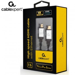 CABLEXPERT 4K HIGH SPEED HDMI CABLE WITH ETHERNET "SELECT PLUS SERIES" 7.5M