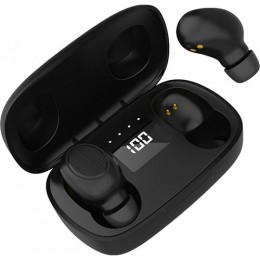 LAMTECH TWS EARBUDS V5.0 WITH LED SCREEN BLACK