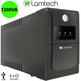 LAMTECH UPS WITH AVR 1200V ,CPU 2x12V7AH,PLASTIC,USB,3 SCHUKO SOCKET