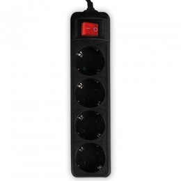 LAMTECH POWER STRIP WITH SWITCH 4 OUTLETS BLACK