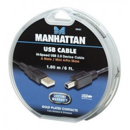 390361 . Manhattan καλώδιο USB A σε Mini-USB 4pin M/M 1.8m