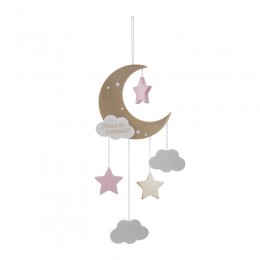 Παιδικό Ξύλινο Κρεμαστό Διακοσμητικό Φεγγάρι 43.5 cm Atmosphera 158583A