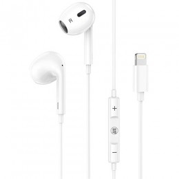 LAMTECH LIGHTNING WIRED EARPHONES WITH MICROPHONE WHITE