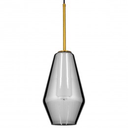 GloboStar® AMARIS 00874 Μοντέρνο Κρεμαστό Φωτιστικό Οροφής Μονόφωτο Γυάλινο Φιμέ Νίκελ Φ17 x Υ30cm