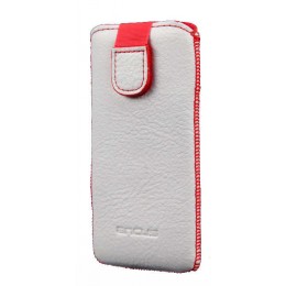 Θήκη Protect Ancus για Apple iPhone SE/5/5S/5C Old Leather Λευκή με Κόκκινη Ραφή