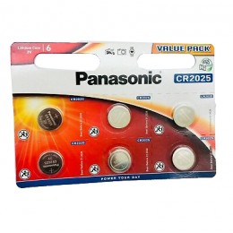 Buttoncell Panasonic CR2025 3V Τεμ. 6 με Διάτρητη Συσκευασία