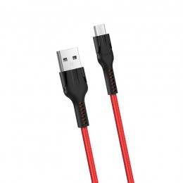 Καλώδιο σύνδεσης Hoco U31 Benay Braided με Νάυλον Κορδόνι USB σε Micro-USB 2.4A Κόκκινο 1,2m