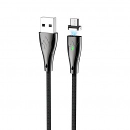 Καλώδιο σύνδεσης Hoco U75 Magnetic USB σε Micro-USB 3.0A με Μαγνητικό Αποσπώμενο Βύσμα και LED Ένδειξη Μαύρο 1.2m