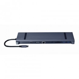 GEMBIRD USB TYPE-C 10IN1 MULTI-PORT ADAPTER (USB HUB+HDMI+VGA+PD+CARD READER+LAN+3.5MM) SPACE GREY