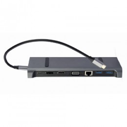 GEMBIRD USB TYPE-C 9IN1 MULTI-PORT ADAPTER (HUB3.0+HDMI+DISPLAYPORT+VGA+PD+LAN+STEREO AUDIO)