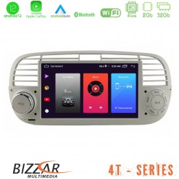 Bizzar oem Fiat 500 2008-2015 4core Android12 2+32gb Navigation Multimedia Deckless 7 με Carplay/androidauto u-4t-Ft315wh