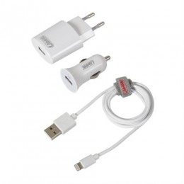 L3894.3/T . Καλώδιο Φορτισης / Συγχρονισμού USB για Apple 100cm 8pin με αντάπτορα USB αναπτήρα 12V/24V και αντάπτορα 220V
