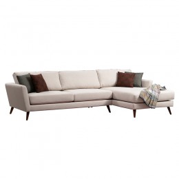 Γωνιακός καναπές κρεβάτι PWF-0526 pakoworld αριστερή γωνία ύφασμα μπεζ-καρυδί 303x168x85εκ