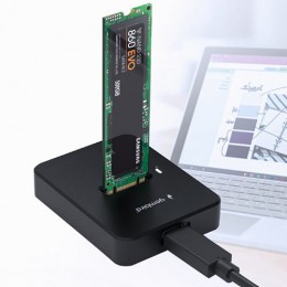 CABLEXPERT DESKTOP USB TYPE-C M2 SATA & NVME SSD DRIVE DOCKING STATION BLACK
