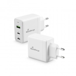 MediaRange 65W fast charger with USB-A and two USB-C outputs, white (MRMA116)