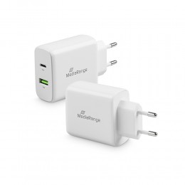 MediaRange 43W fast charger with USB-A and USB-C output, white (MRMA113)