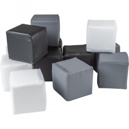 MeowBaby Soft Foam Building Blocks 15x15cm Cubes Certified, White/Black/Gray  (KL003IE) (MEBKL003IE)