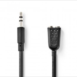Nedis Stereo Audio Cable 3.5 mm Male  2x 3.5 mm Female 0.20 m (CAGB22100BK02) (NEDCAGB22100BK02)