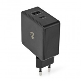 Nedis Φορτιστής Χωρίς Καλώδιο με Θύρα USB-A και Θύρα USB-C 45W Power Delivery Μαύρος (WCPD45W100) (NEDWCPD45W100BK)