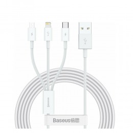 Baseus Superior Series Regular USB to Type-C / Lightning / micro USB Cable 3.5A Λευκό 1.5m (CAMLTYS-02) (BASCAMLTYS02)