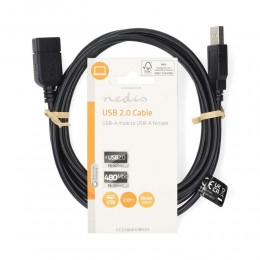 Nedis USB Cable 2.0 | USB-A Male to USB-A Female 2.00 m Black (CCGL60010BK20) (NEDCCGL60010BK20)