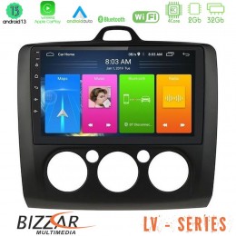 Bizzar lv Series Ford Focus Manual ac 4core Android 13 2+32gb Navigation Multimedia Tablet 9 (Μαύρο Χρώμα) u-lv-Fd0041mb