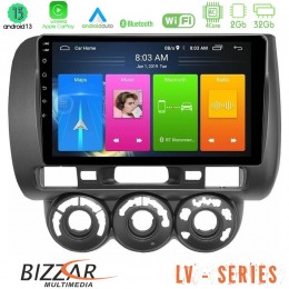 Bizzar lv Series Honda Jazz 2002-2008 (Manual A/c) 4core Android 13 2+32gb Navigation Multimedia Tablet 9 u-lv-Hd100n