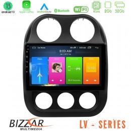 Bizzar lv Series Jeep Compass 2012-2016 4core Android 13 2+32gb Navigation Multimedia Tablet 9 u-lv-Jp0076