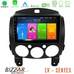 Bizzar lv Series Mazda 2 2008-2014 4core Android 13 2+32gb Navigation Multimedia Tablet 9 u-lv-Mz0667