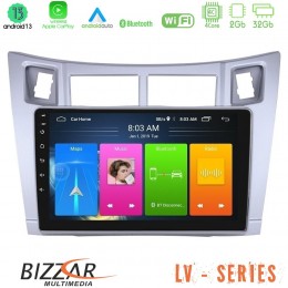 Bizzar lv Series Toyota Yaris 4core Android 13 2+32gb Navigation Multimedia Tablet 9 (Ασημί Χρώμα) u-lv-Ty626s