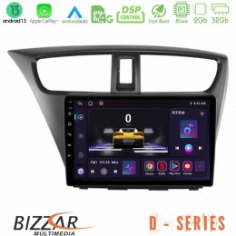 Bizzar d Series Honda Civic Hatchback 2012-2015 8core Android13 2+32gb Navigation Multimedia Tablet 9 u-d-Hd0941