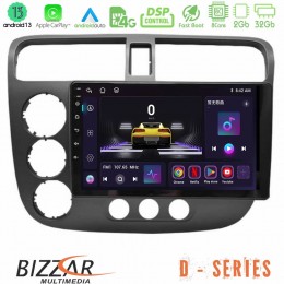 Bizzar d Series Honda Civic 2001-2005 8core Android13 2+32gb Navigation Multimedia Tablet 9 u-d-Hd174n